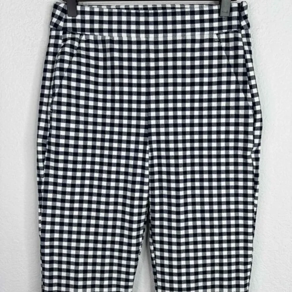 J. Crew Pants Womens Size 2 Blue White Gingham Plaid Straight Leg Ankle‎ Career